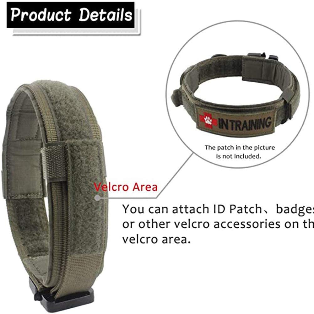 Tactical Dog Collar And Leash Set Tactical Dog Collar With Handle Bungee Leash Adjustable Military Training Nylon Collar Dog Training Collar Leash Set With Control Handleand Metal Buckle (Green L