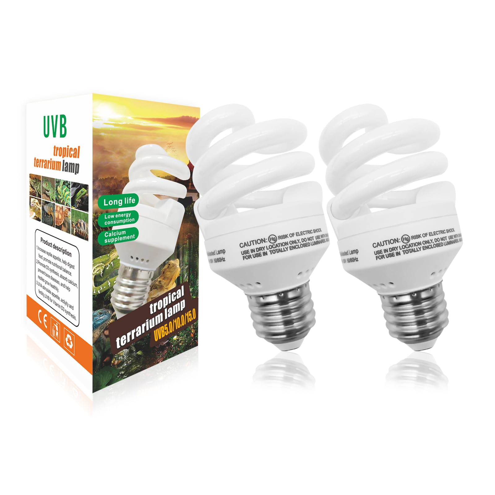 Yimidool Uvb Light For Reptiles, 9W 5.0 Reptile Heat Lamp Bulbs, Uva Uvb Reptiles Light Bulbs Ideal For Rainforest Reptiles, Bea