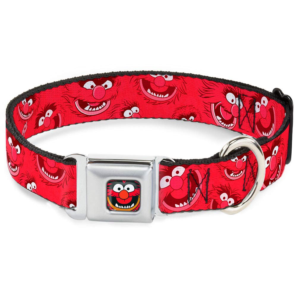 Buckle-Down Seatbelt Buckle Dog Collar - Animal Expressions Scattered Reds - 1' Wide - Fits 15-26' Neck - Large