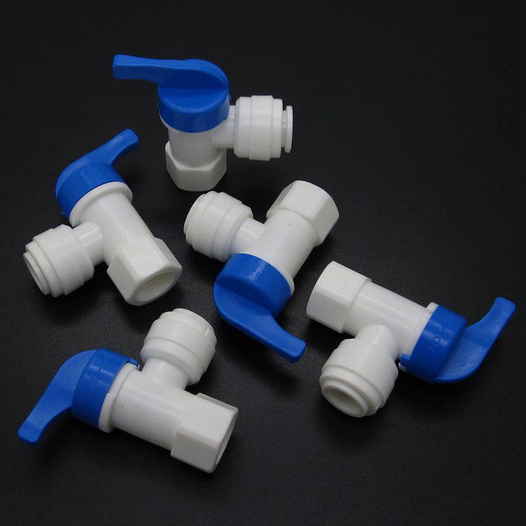 5 Pcs Elbow 1/4 Female X 3/8'' Tank Ball Valve Quick Connect Aquarium Ro Water Connector