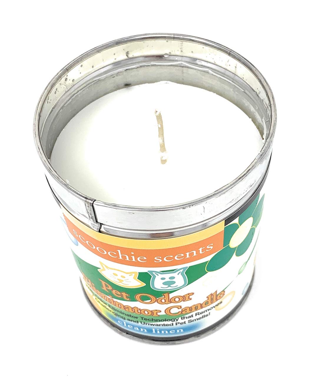 All Natural Soy Wax Pet Odor Eliminator Candle - Non Toxic Long Lasting (100 Hours Burn Time) Freshly Scented Pet House Candle - Safe Tin Jar - Made In Usa - 13 Ounces (Clean Linen)