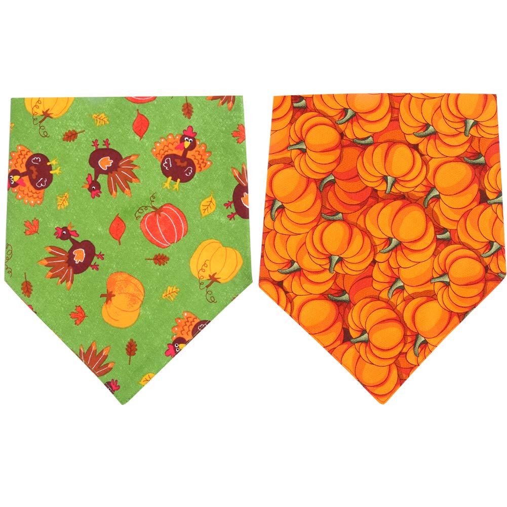 Kzhareen 2 Pack Thanksgiving Dog Bandana Reversible Triangle Bibs Scarf Accessories For Dogs Cats Pets Animals