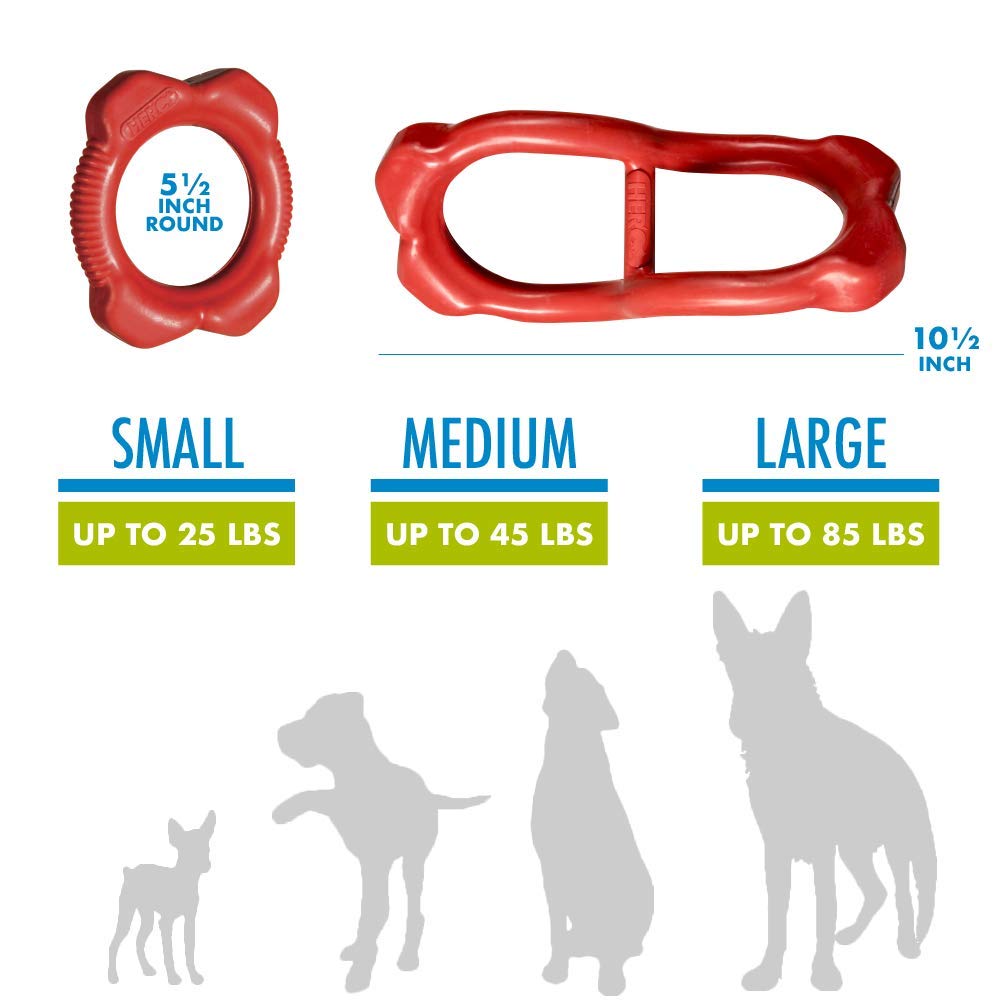 Hero ChewTime Natural Rubber Tug & Toss, Red Dog Toy