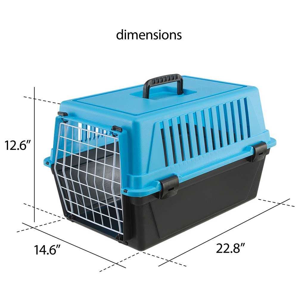 Ferplast Atlas 20 Cat and Dog Carrier, Blue, 22.8"L x 14.6"W x 12.6"H, Plastic, Model 73008715US1