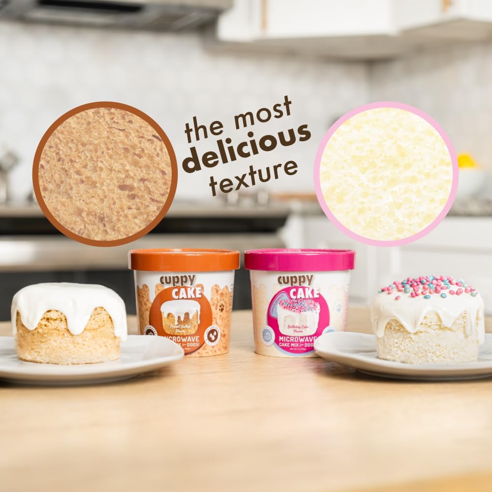 Cuppy Cake Microwave Dog Birthday Cake in a Cup - Just Add Water & Microwave, Ready in 2 Minutes - Icing and Sprinkles - (Birthd