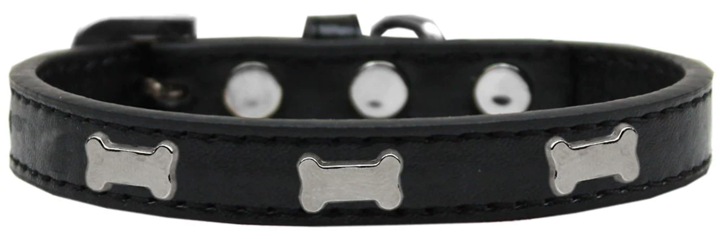 Dog, Puppy & Pet Widget Fashion Collar, Silver Bone White 16