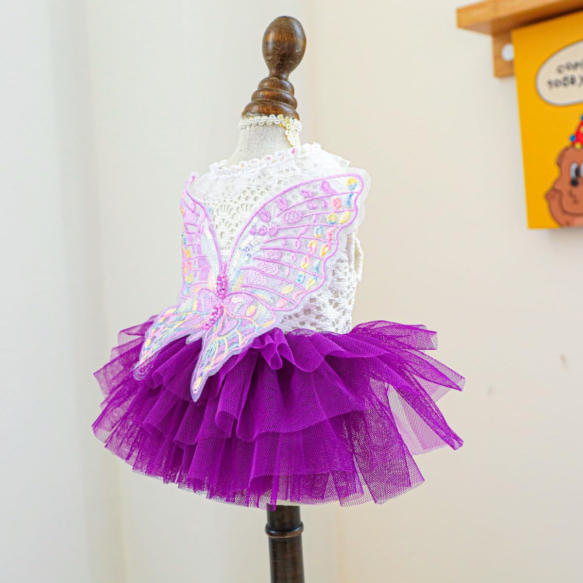 Marupet Fashion Sweet Puppy Dog Blingbling Princess Skirt Pet Dog Lace Cake Camisole Tutu Dress B-Purple L