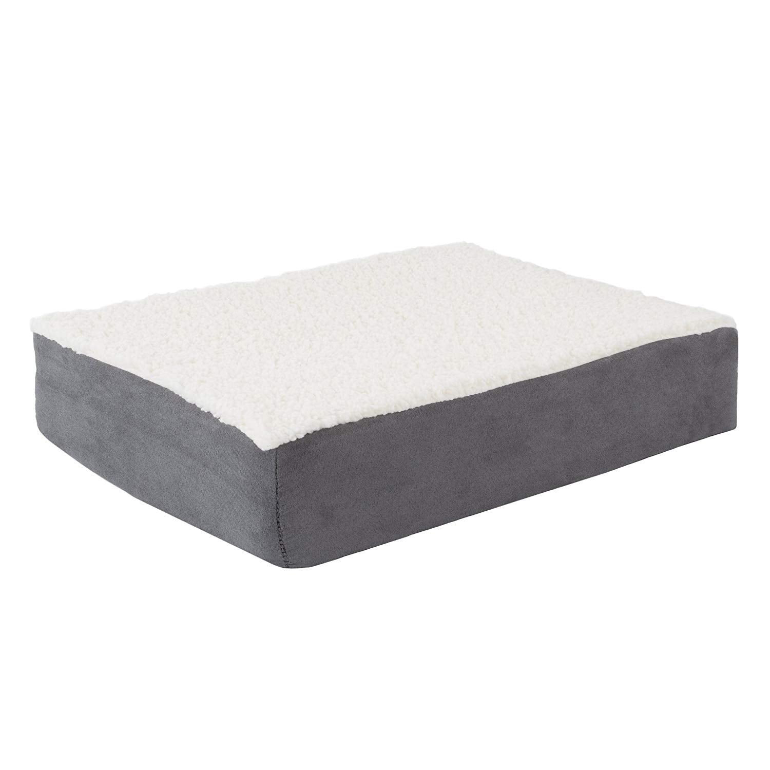 Orthopedic Dog Bed - 2-Layer Memory Foam Crate Mat with Machine Washable Sherpa Cover - 20x15 Pet Bed for Small Dogs Up to 20lbs