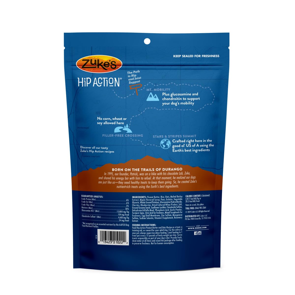 Zukes Hip Action, Hip And Joint Support, Soft And Chewy Natural Dog Treats , Peanut Butter And Oats Recipe - 16.0 OZ Bag