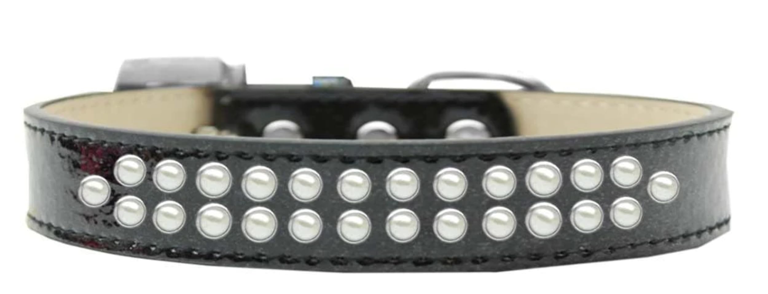Dog, Puppy & Pet Ice Cream Collar, Two Row Pearl Rimsets Purple 18