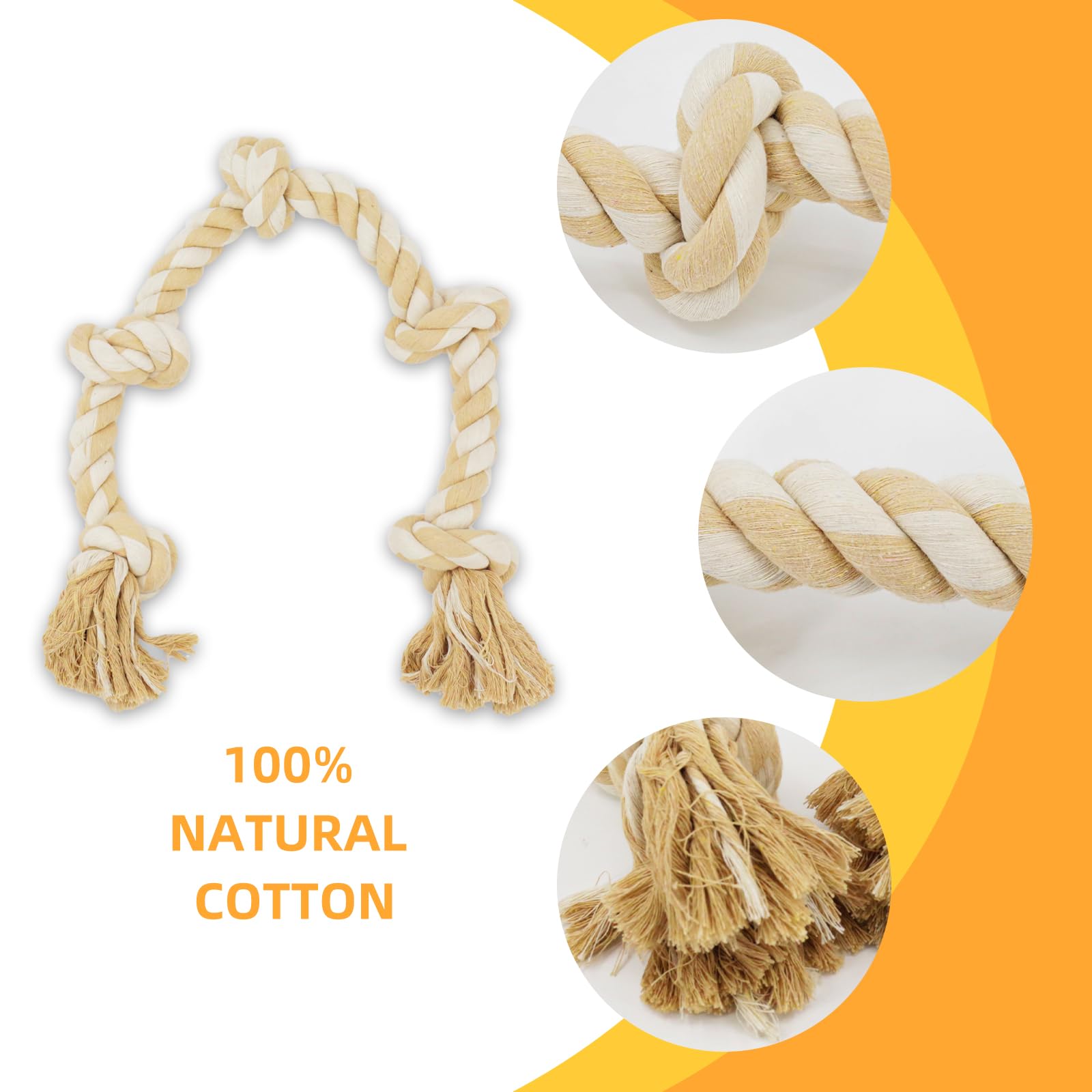 Bmag Dog Toys for Aggressive Chewers, Tough Rope Chew Toys for Medium Large Dogs,Heavy Duty Tough Dog Tug of War Toy with 5 Knot