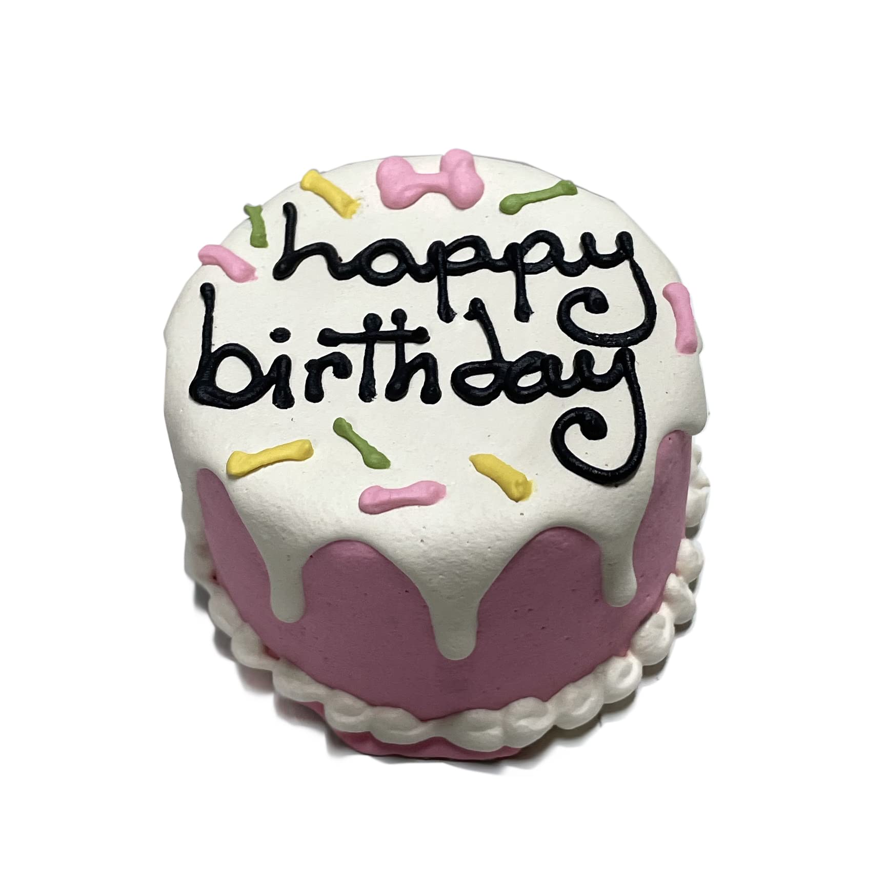 Bubba Rose Biscuit Company: Pink Dog Birthday Baby Cake - Crunchy Biscuit Texture - Natural Gourmet Pet Treat - Dog Cake - 3 inc
