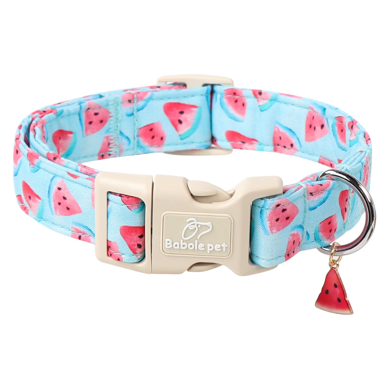 Babole Pet Adjustable Summer Dog Collar, Cute Watermelon Dog Collars For Small Dogs, Lightweight Quick-Release Buckle Collar For
