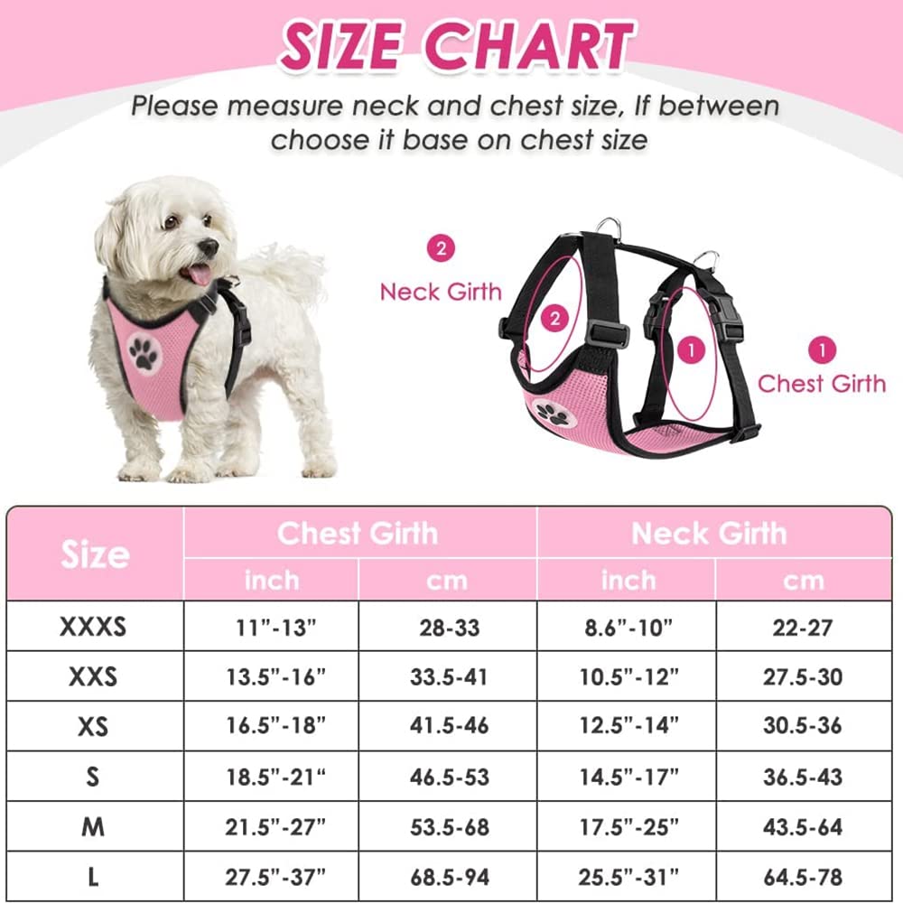Lukovee Dog Safety Vest Harness With Seatbelt, Dog Car Harness Seat Belt Adjustable Pet Harnesses Double Breathable Mesh Fabric With Car Vehicle Connector Strap For Dog (Small, Pink - Double Clip)