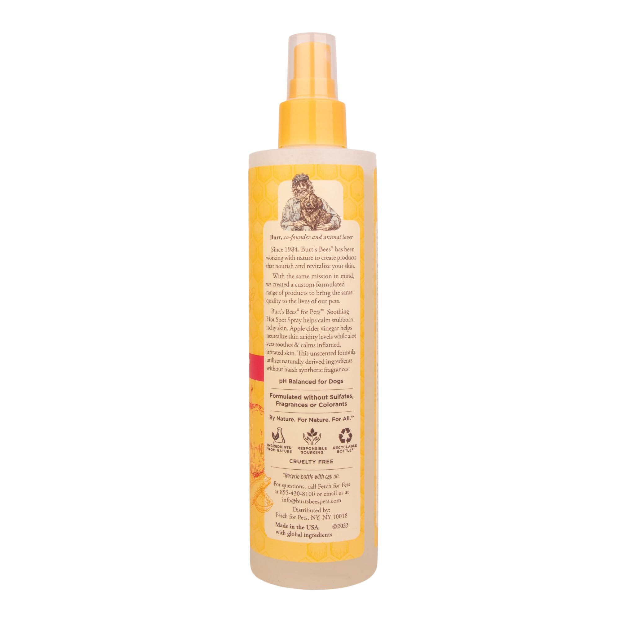 Burts Bees for Pets Hot Spot Spray with Apple Cider Vinegar and Aloe Vera, 95% Natural Origin Formulas, Dog Spray for Itchy Dog