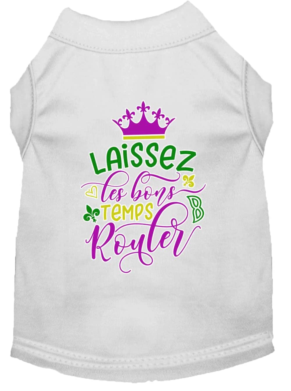 Mirage Pet Product Laissez Les Bons Temps Rouler Screen Print Mardi Gras Dog Shirt White XL
