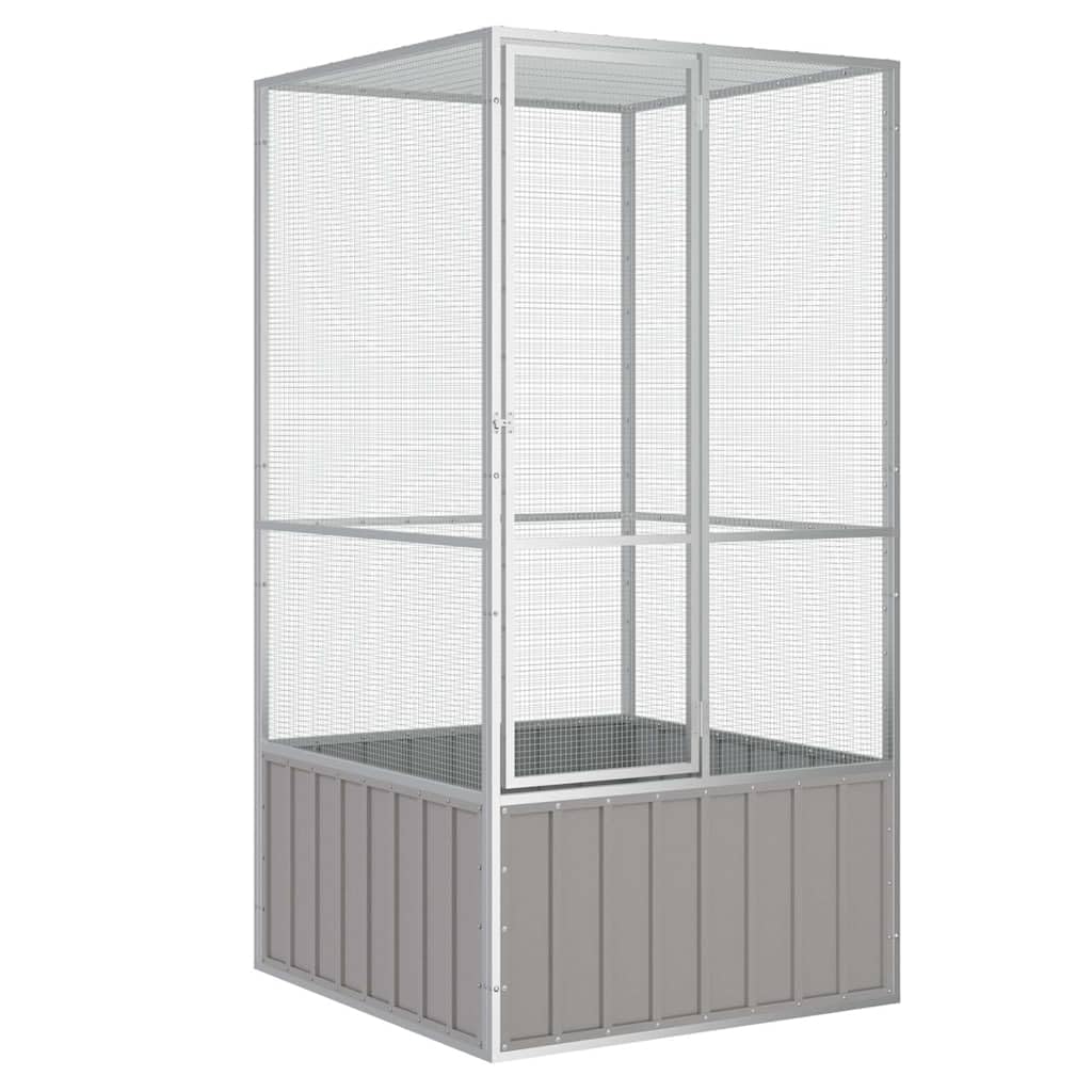 vidaXL Spacious Bird Cage - Galvanized Steel Construction, Large Access Gate, Safe and Secure Design for Birds - Durable, Gray C