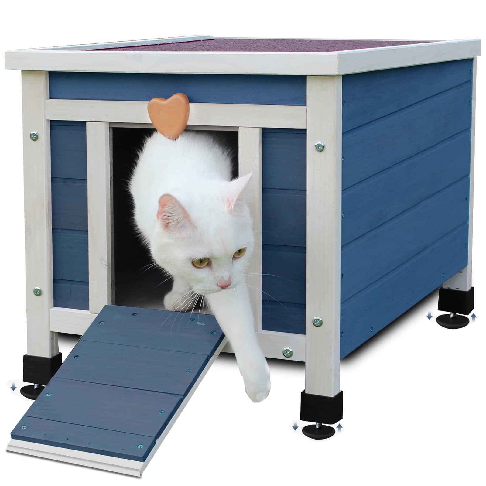Rockever Outdoor Cat House,Outdoor Cat Houses For Feral Cats Weatherproof Rabbit Hutch Small, Wooden Small Pet House And Habitats