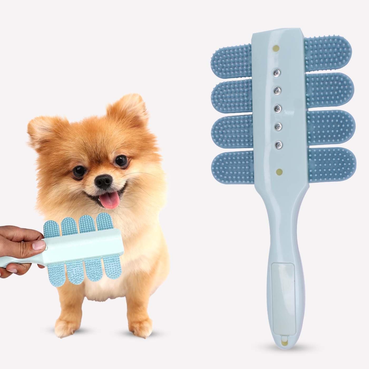 Fully Pet Grooming Brush | Portable Non Slip Pain Free Silicone Professional Soft Bristle Pet Hair Brush For Dogs, Cats, Rabbit 