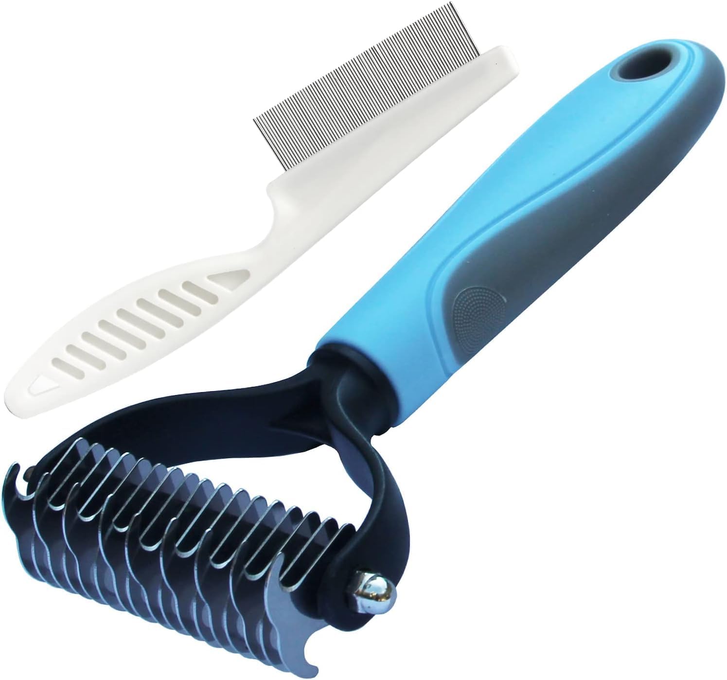 Psk Pet Mart Pet Grooming Brush, Flea And Tick Comb  Double Sided Shedding And Dematting Undercoat Rake Comb For Dogs And Cats 