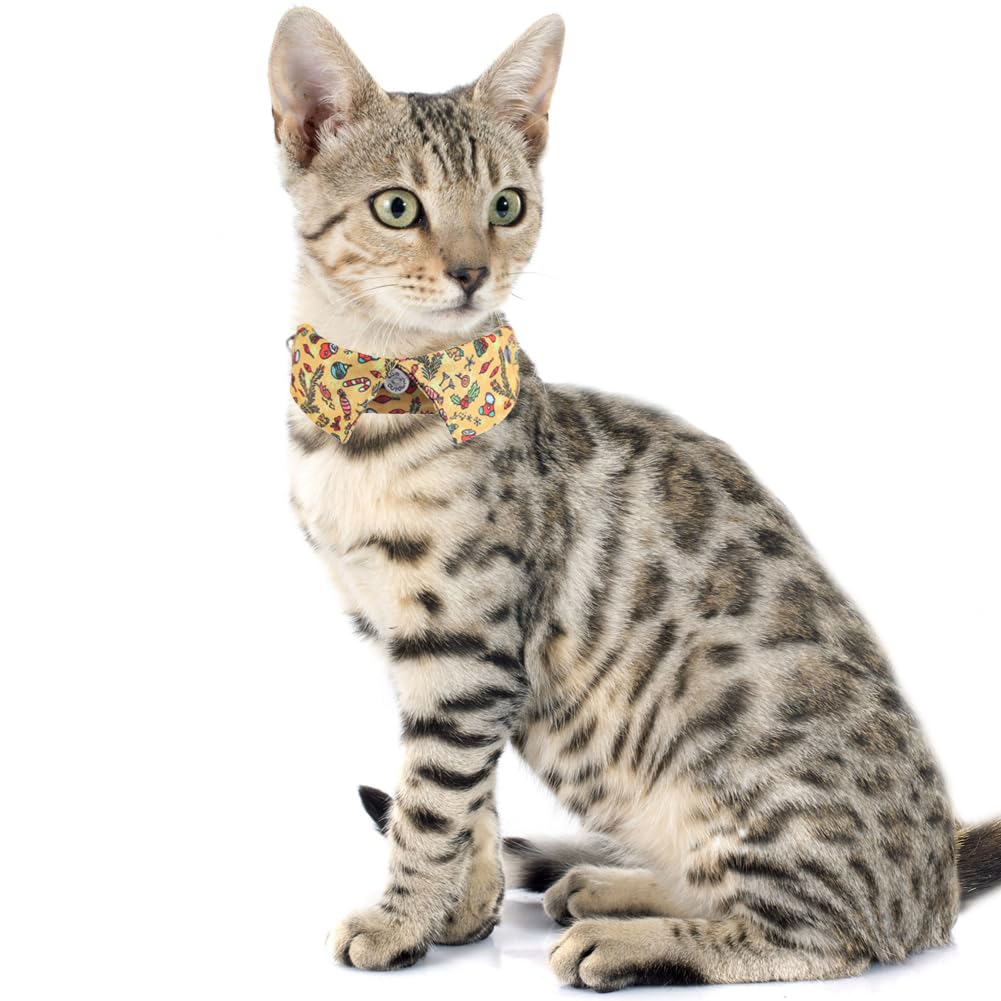 Lamphyface Christmas Cat Collar Breakaway With Cute Bow Tie And Bell Accessories Holiday For Kitty Adjustable Safety