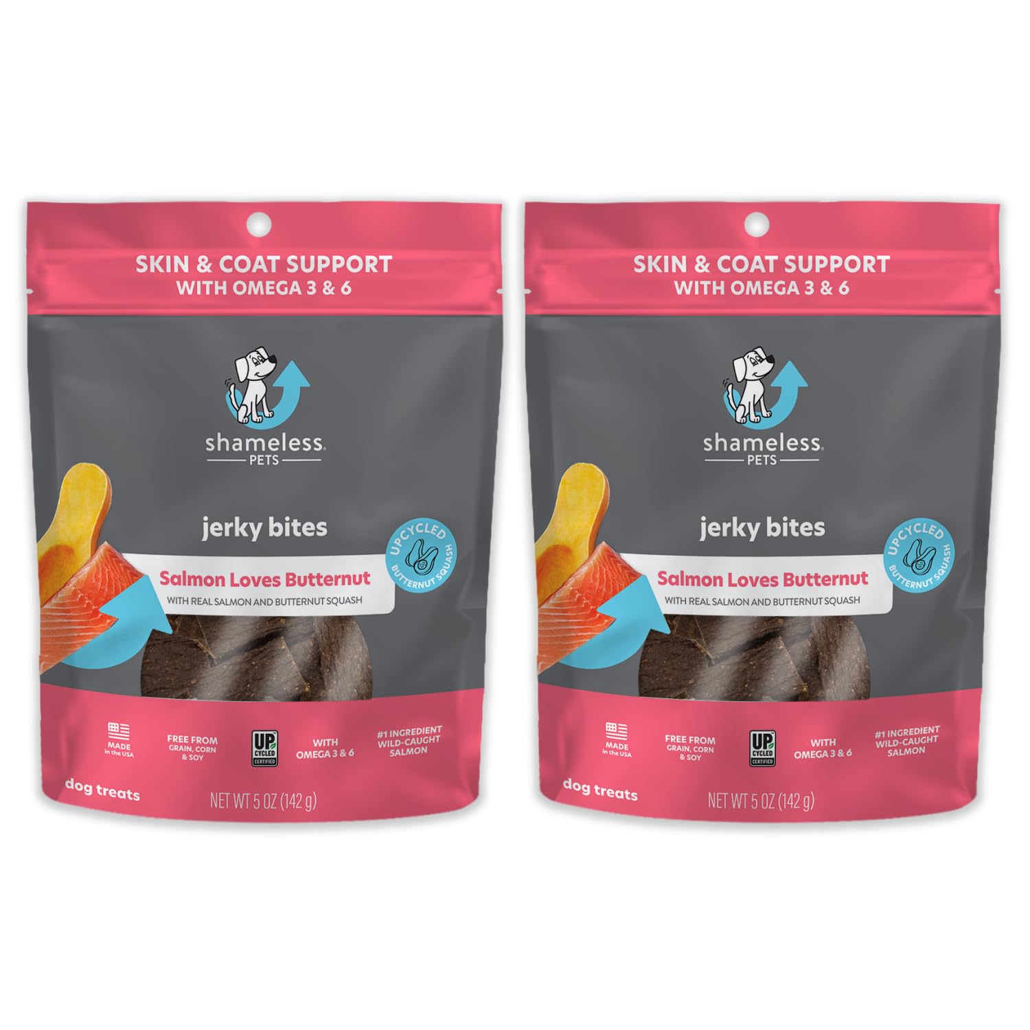 Shameless Pets Dog Jerky Treats - Salmon Jerky for Dogs Made with Upcycled Ingredients & Zero Artificial Flavors, Supports Healt