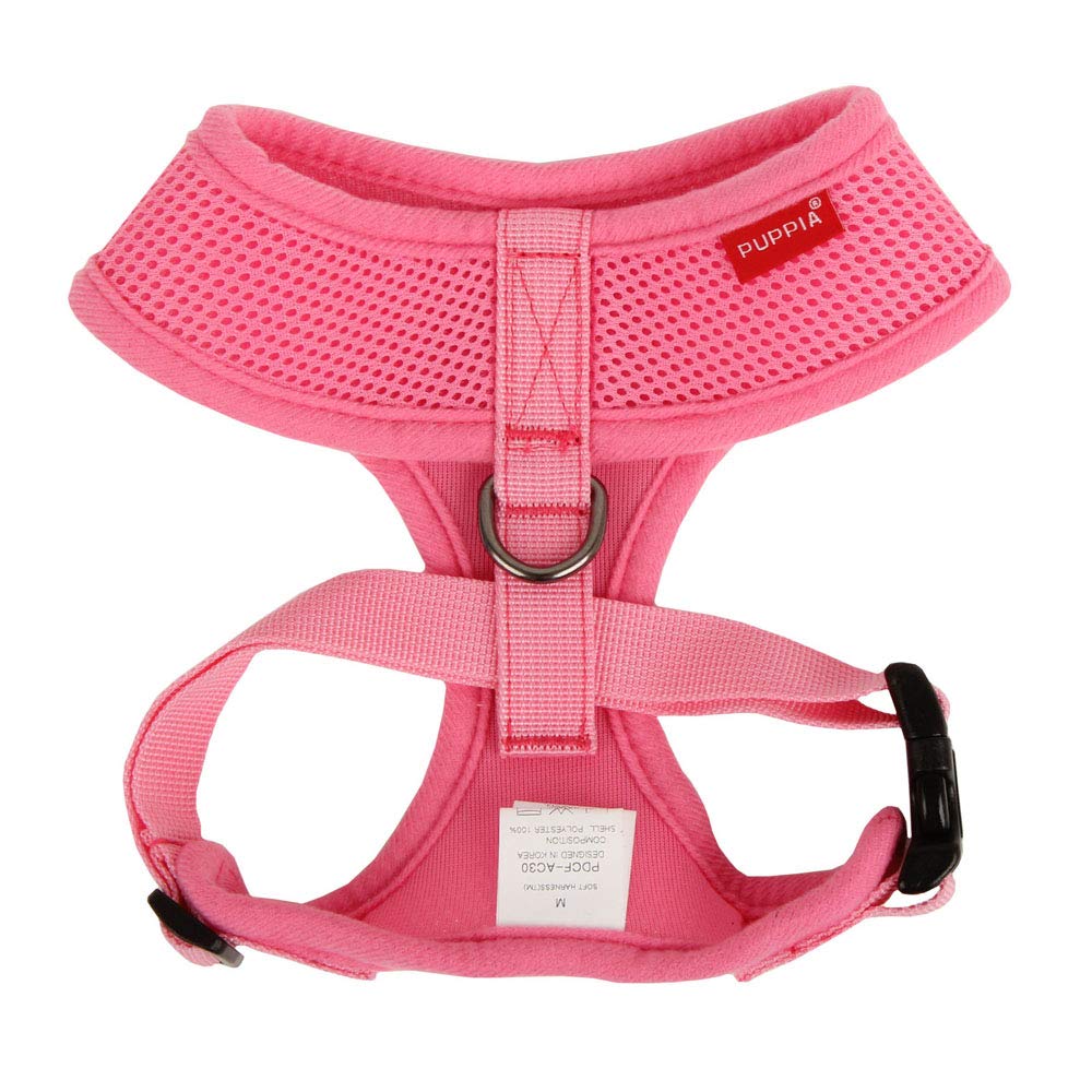 Puppia Soft Dog Harness No Choke Over-The-Head Triple Layered Breathable Mesh Adjustable Chest Belt And Quick-Release Buckle, Pi
