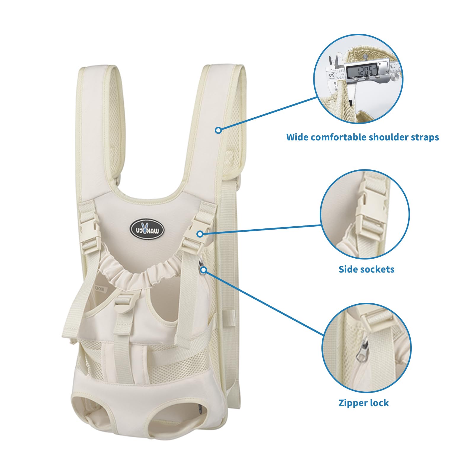 Wakytu Dog Front Carrier Backpacks for Small Dogs, Legs Out Pet Carrier Sling Backpack with Adjustable Padded Ventilated Shoulde