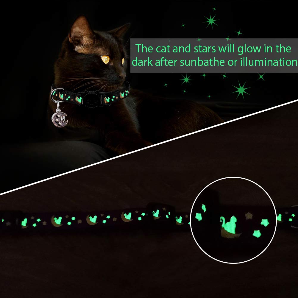 2Pcs Breakaway Cats Collars Cat Collars For Boy & Girl Cats Adjustable Kitten Collars With Bell,Black+Blue,8''-13.1''