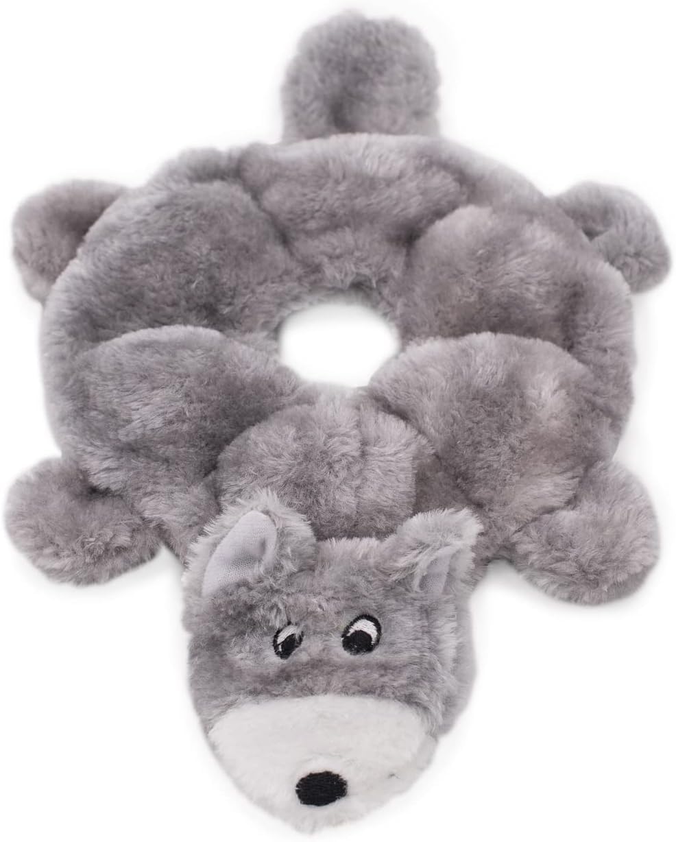 Zippypaws - Loopy - No Stuffing Squeaky Plush Dog Toy - For Small And Medium Dogs - Wolf