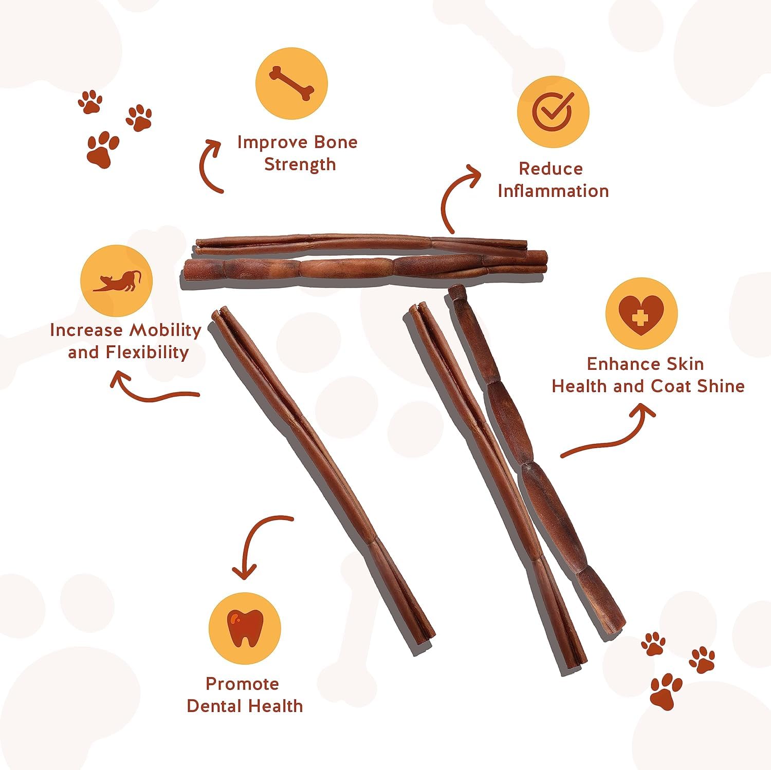 Jack&Pup 12 Beef Collagen Sticks for Dogs | Rawhide Free Dog Chews Long Lasting | Single Ingredient Healthy Dog Treats for Mediu