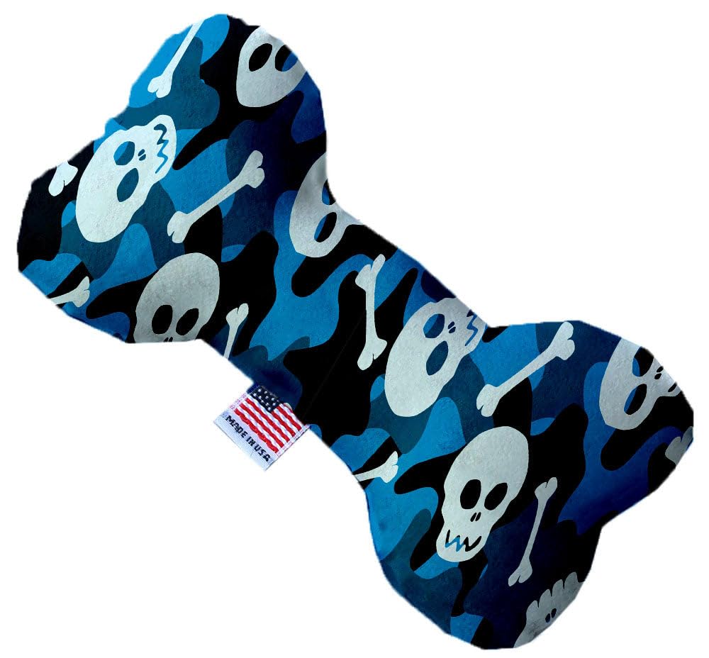 Pet and Dog Plush Heart or Bone Toy, "Skulls Group" (Available in different sizes, and 12 different pattern options!) Blue Camo Skulls 6" Plush Bone