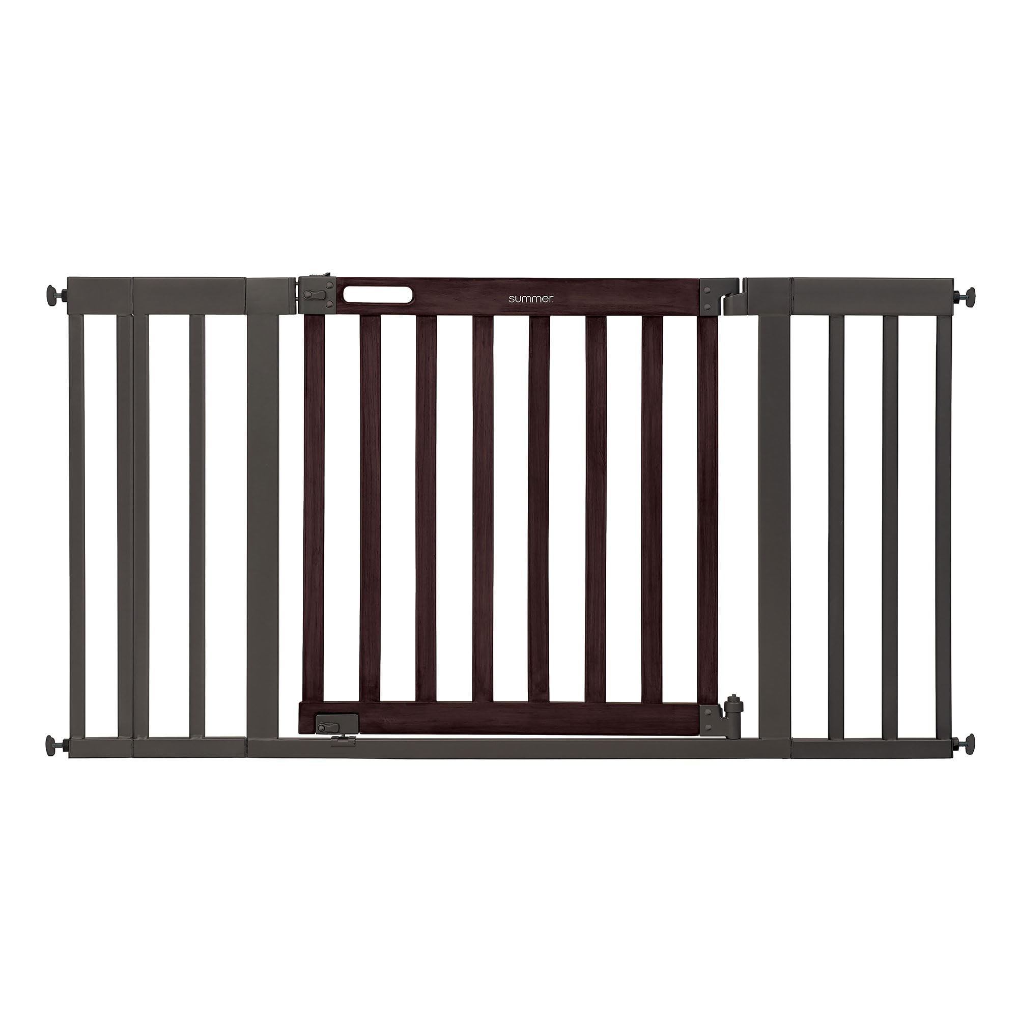 Summer Infant West End Safety Baby Gate, Dark Walnut Stained Wood with Charcoal Metal Frame  30 Tall, Fits Openings up to 36