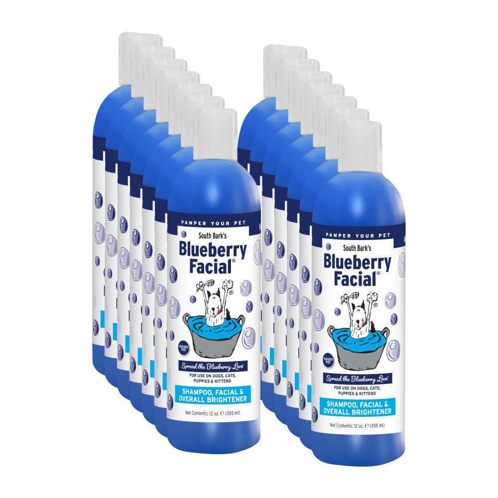 South Bark'S Blueberry Facial Pet Shampoo 12 Oz. For Dogs & Cats | Pack Of 12 | Brightener & Tear Stain Remover - Lasting Odor E