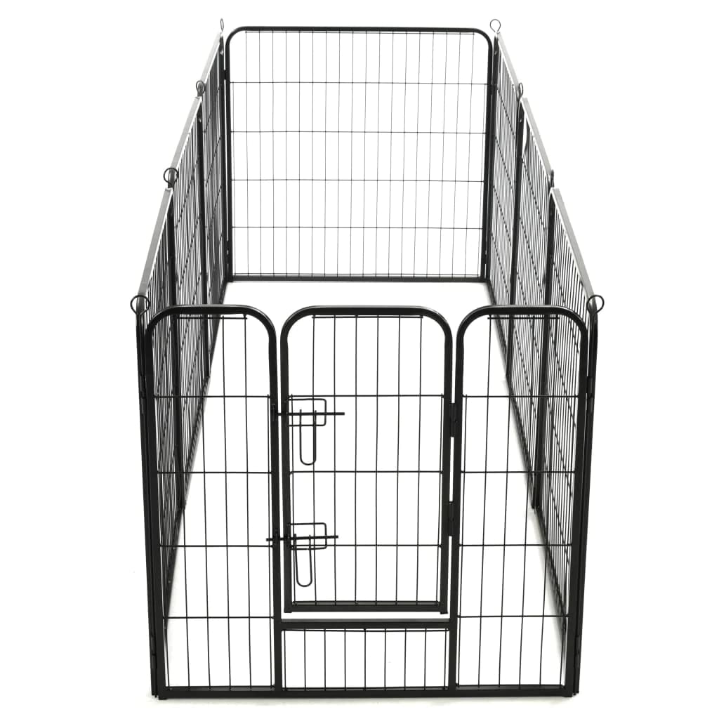 Vidaxl Dog Playpen 8 Panels Dog Exercise Folding Enclosure Run Cage Wire Fence Pet Kennel Supply Indoor Outdoor Home Garden 31.5'X31.5' Black Steel