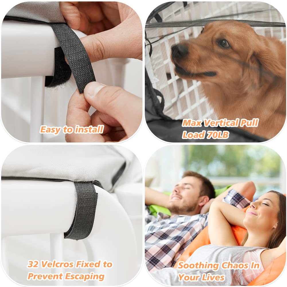 Pjyucien Dog Playpen Mesh Top Cover, Fits 24 Inch 8 Panels Regular Octagon Plastic Exercise Pet Pen, Adhesive Tape Connections,