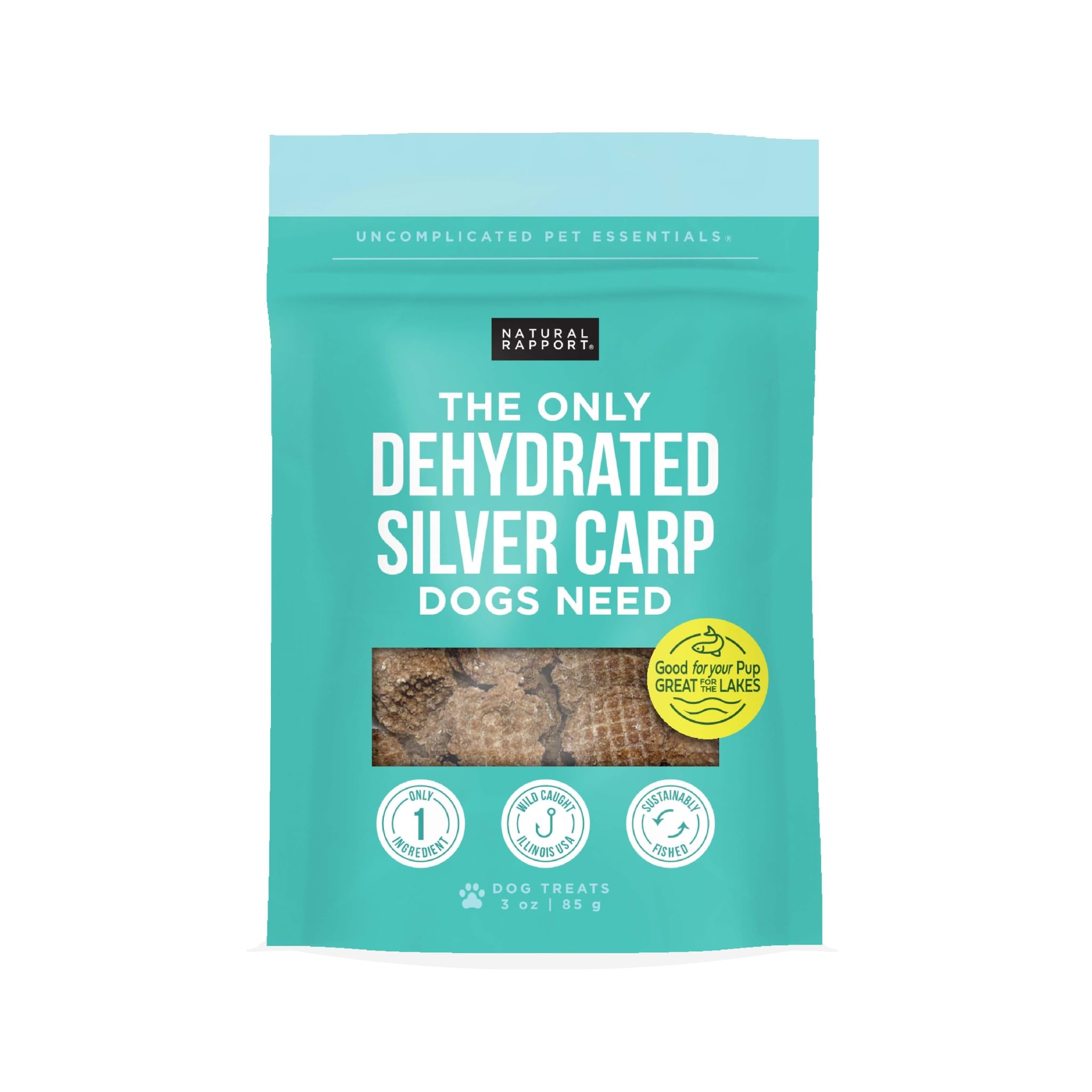 Natural Rapport Dehydrated Fish Dog Treats - The Only Silver Carp Fish Chips Dogs Need - All Natural Dog Treats for Small and La