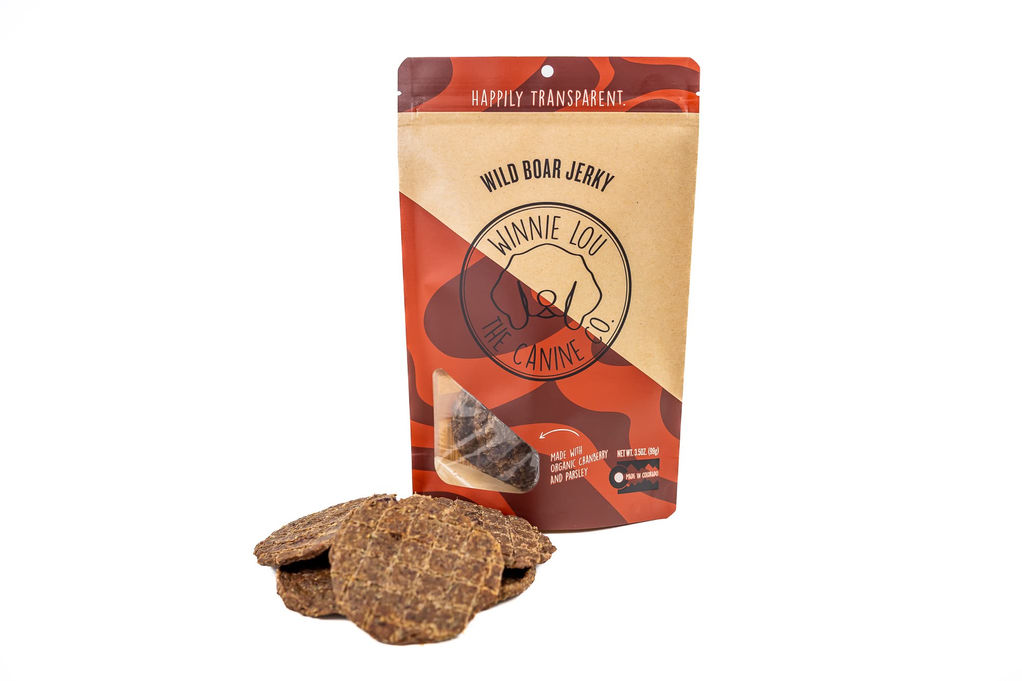 Winnie Lou Wild Boar Jerky Dog Treats - Limited Ingredient, Human Grade, Training Treats for Small, Medium & Large Dogs, Made in