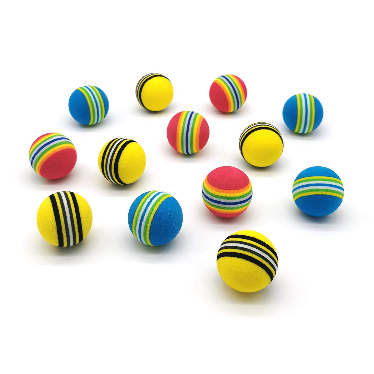 Chiwava 45 Pack 1.7'' Foam Cat Toys Ball Rainbow Color Balls Kitten Activity Chases Quiet Play Mix Color