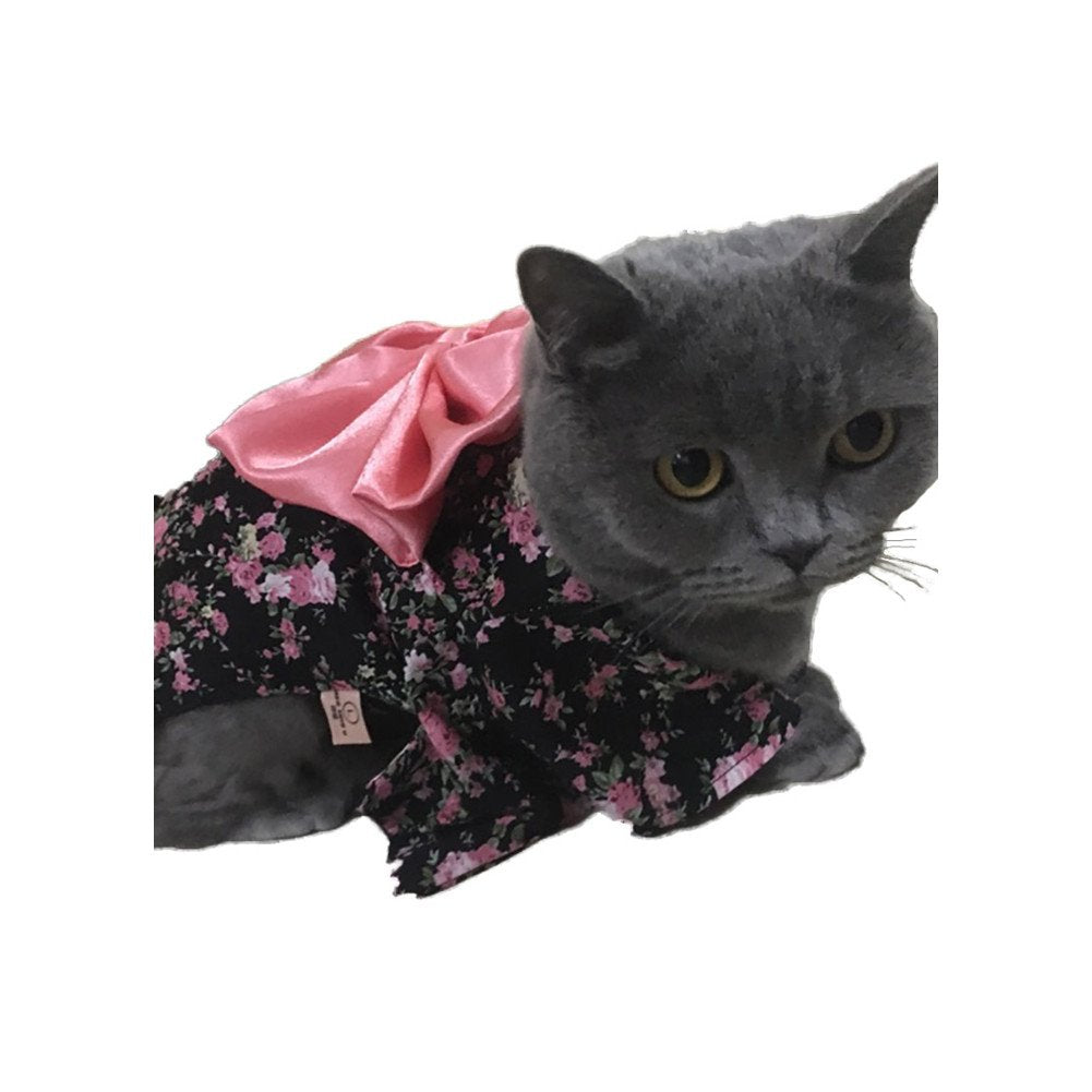 Weeh Dog Costume Halloween Cat Clothing Cosplay Japan Kimono Pet Clothes For Doggy Kitty Rabbits Pig Fun, Black, Medium