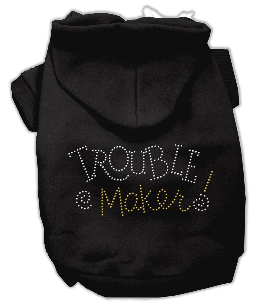 Mirage Pet Products 54-80BK Trouble Maker Rhinestone Black Hoodie, X-Small