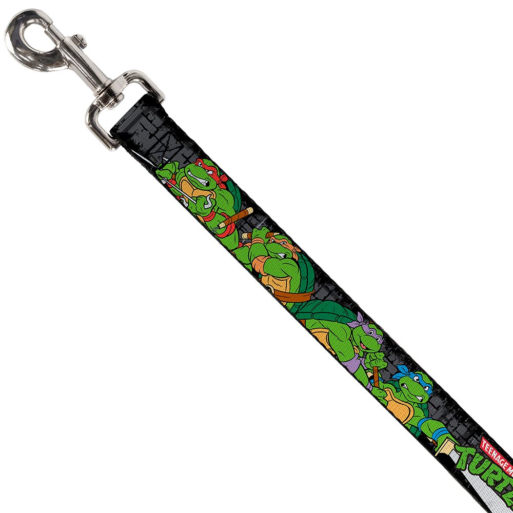 Buckle-Down Pet Leash - Classic Tmnt Group Pose4 In Sewer/Tmnt Logo - 4 Feet Long - 1 Wide