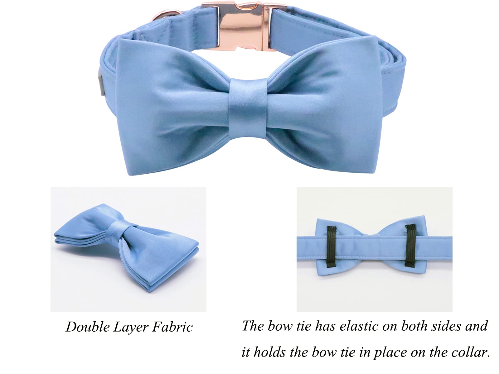 Lionet Paws Bowtie Dog Collar - Comfortable Silk Boy Dog Collar With Detachable Bow Tie For Large Dogs, Neck 16-24 Inches