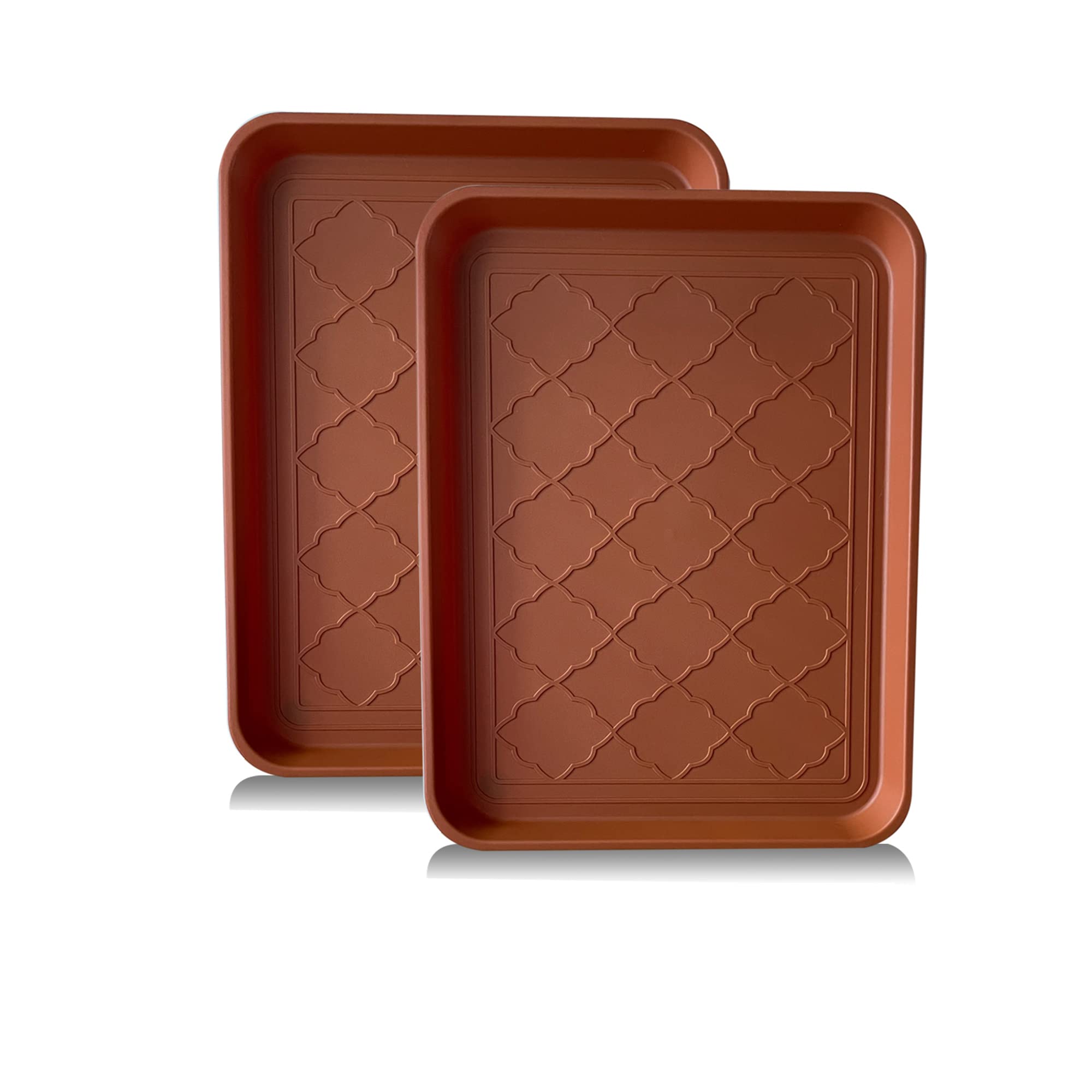 PetLike Boot Tray for Entryway Indoor, Pet Food Mat Tray, 16.7 x 12.8 inch 2 Packs, Waterproof Rubber Shoe Tray for Indoor and O