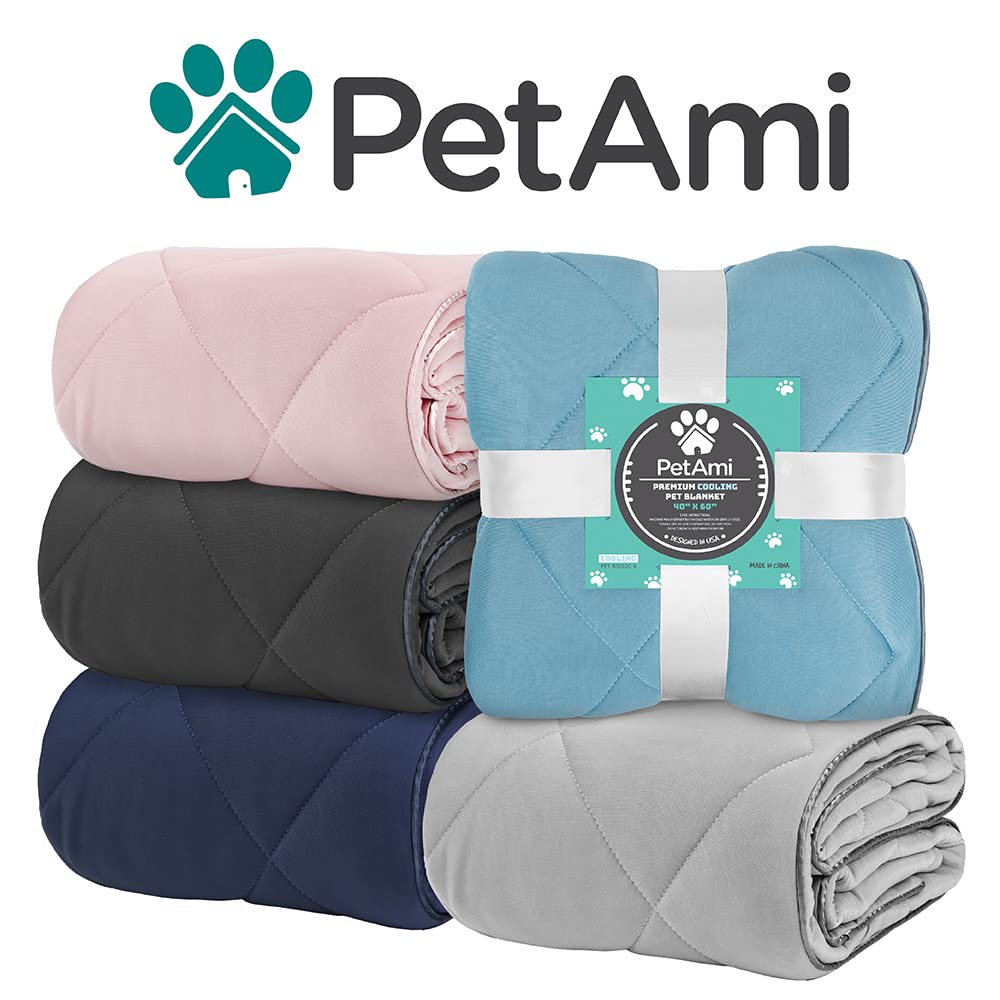 Petami Premium Cooling Dog Blanket | Lightweight Fluffy Pet Throw Blanket Bed Cover For Dogs, Cat, Puppies | Pet Blanket Furniture Protector Couch Sofa | Reversible Fuzzy Cozy | 29X40, Navy Blue