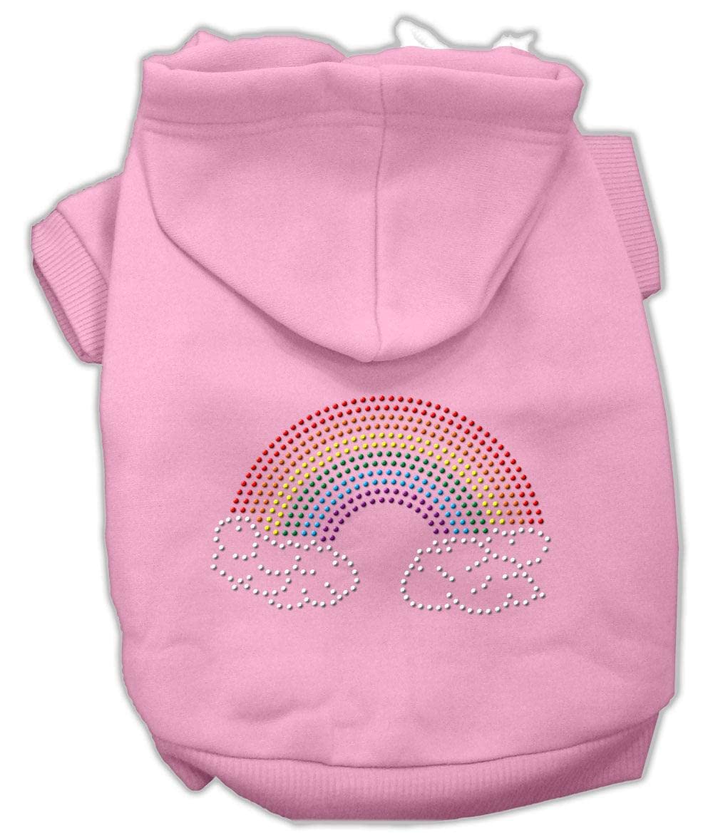 Pet, Dog & Cat Hoodie Rhinestone, "Rainbow" Red XS (0-3 lbs.)