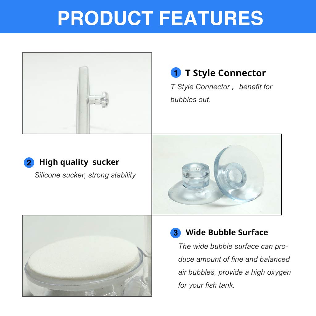 Upettools Aquarium Air Stone Fish Tank Nano Bubble Stone Kit With Control Valve Quiet Super-High Dissolved Oxygen Diffuser Makes