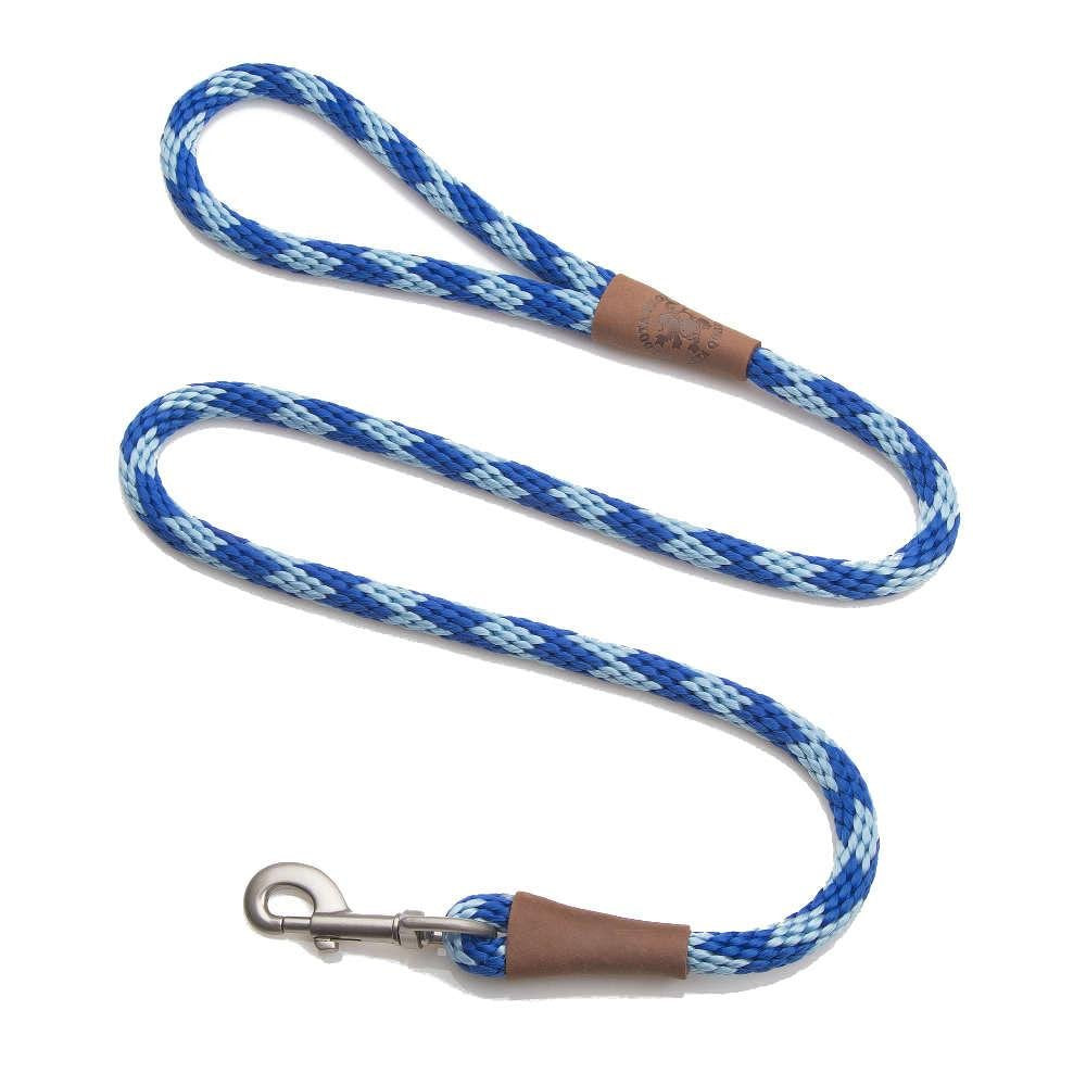 Mendota Pet Snap Leash - British-Style Braided Dog Lead, Made In The Usa - Sapphire, 1/2 In X 6 Ft - For Large Breeds