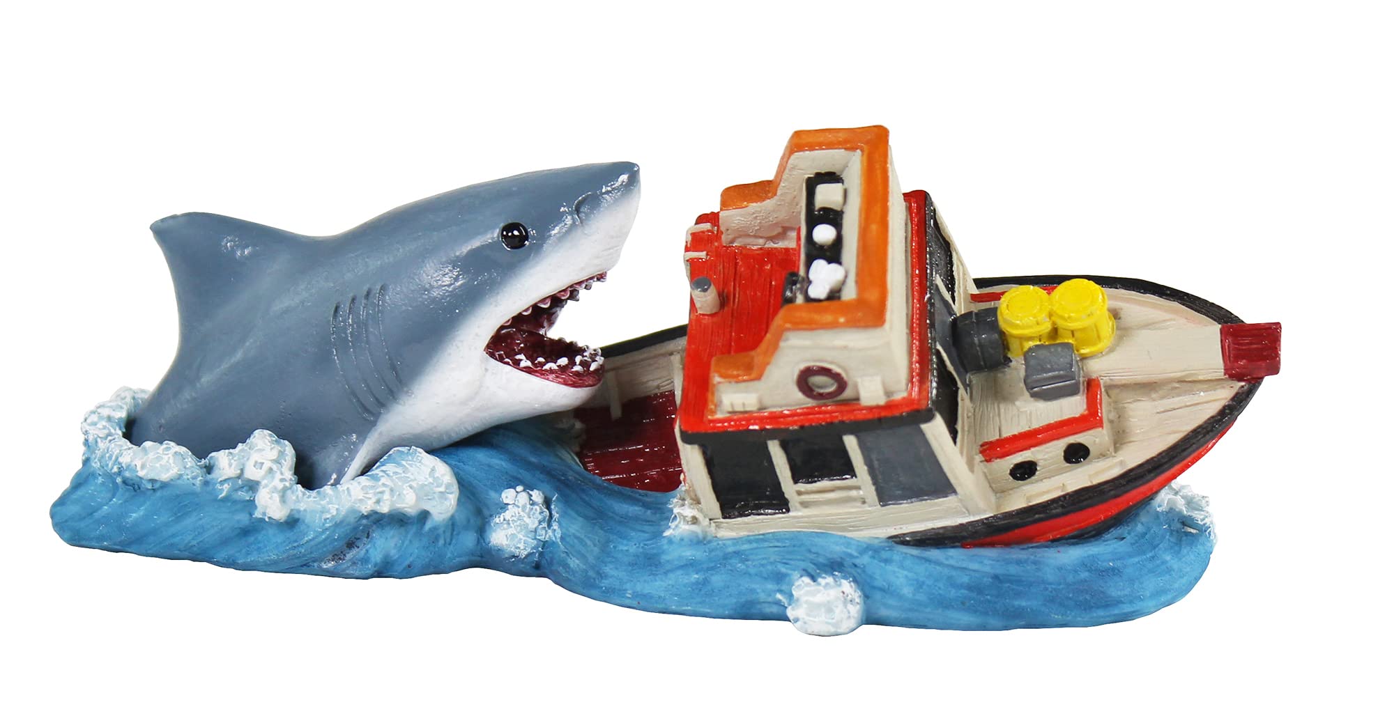 Penn-Plax Boat Attack Aquarium Decoration - Small Multicolor Plastic Model JWSR4W, Safe for Freshwater & Saltwater Fish Tanks
