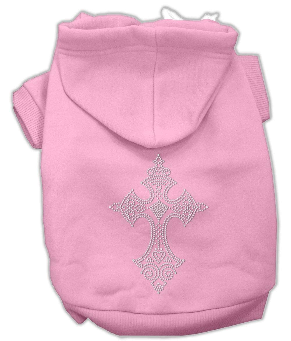 Mirage Pet Products 12-Inch Rhinestone Cross Hoodies, Medium, Red